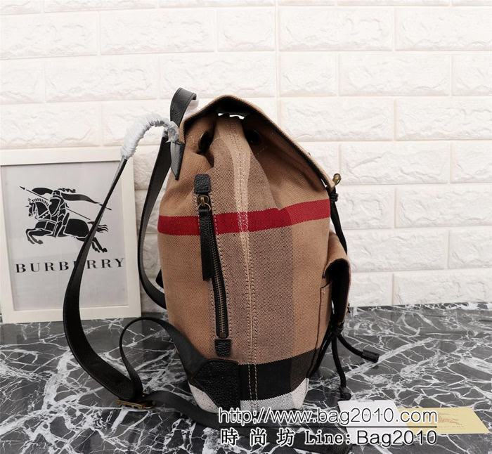 BURBERRY巴寶莉 Canvas格紋棉布混紡 雙肩包 麻布39191  Bhq1303